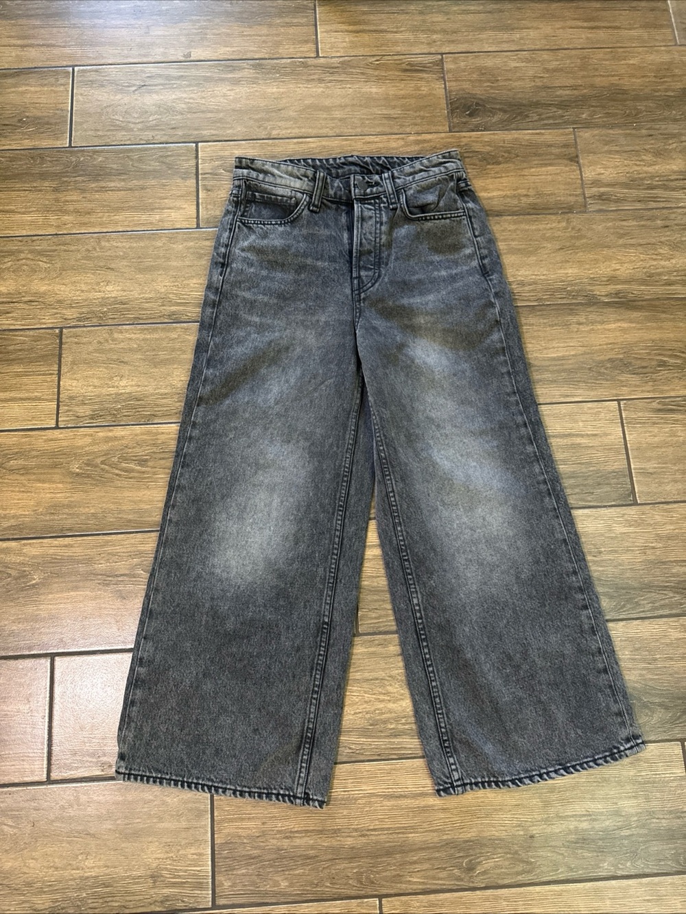 Rag & Bone Jeans Womens 25 Black Opal  Wide Leg High Rise Ankle